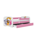Lit enfant rose zoo avec tiroir 80x180cm - 