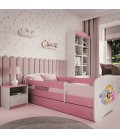 Lit enfant rose zoo avec tiroir 80x180cm - 