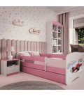 Lit enfant circuit formule 1 rose avec tiroir avec matelas 80x180cm - 