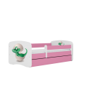Lit enfant rose bébé dino avec tiroir avec matelas 80x180cm - 