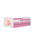 Lit enfant nounours rose papillons avec tiroir avec matelas 80x180cm - 