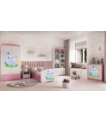 Lit enfant bébé éléphant rose avec tiroir avec matelas 80x180cm - 