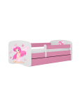 Lit enfant fée rose avec papillons avec tiroir avec matelas 80x180cm - 