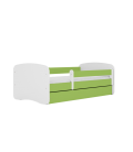 Lit enfant vert sans motif avec tiroir et matelas 70x140cm - 