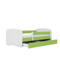 Lit enfant vert sans motif avec tiroir et matelas 70x140cm - 