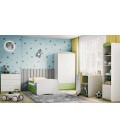 Lit enfant vert sans motif avec tiroir et matelas 70x140cm - 