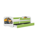 Lit enfant camion vert avec tiroir 70x140cm - 