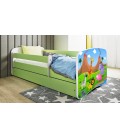 Lit enfant safari savane vert avec tiroir 70x140cm - 