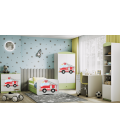 Lit enfant camion pompiers vert avec tiroir 70x140cm - 