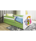 Lit enfant vert zoo avec tiroir 70x140cm - 