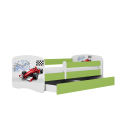 Lit enfant circuit formule 1 verte avec tiroir avec matelas 70x140cm - 