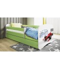 Lit enfant circuit formule 1 verte avec tiroir avec matelas 70x140cm - 