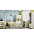 Lit enfant tractopelle chantier verte avec tiroir et matelas 70x140cm - 