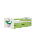 Lit enfant vert bébé dino avec tiroir avec matelas 70x140cm - 