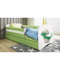 Lit enfant vert bébé dino avec tiroir avec matelas 70x140cm - 