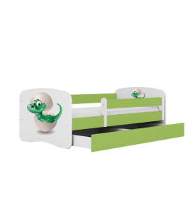 Lit enfant vert bébé dino avec tiroir 80x180cm