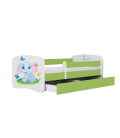 Lit enfant bébé éléphant vert avec tiroir 80x180cm - 