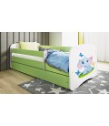 Lit enfant bébé éléphant vert avec tiroir 80x180cm - 