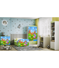 Lit enfant safari savane vert avec tiroir et matelas 80x180cm - 