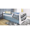 Lit enfant voiture de sport bleu avec tiroir 70x140cm - 