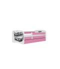 Lit enfant voiture de sport rose avec tiroir et matelas 80x180cm - 