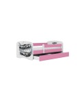 Lit enfant voiture de sport rose avec tiroir et matelas 80x180cm - 