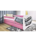 Lit enfant voiture de sport rose avec tiroir et matelas 80x180cm - 