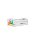 Lit enfant petits dinosaures blancs avec tiroir 80x180cm - 