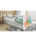 Lit enfant petits dinosaures blancs avec tiroir 80x180cm - 