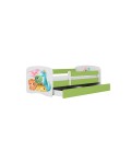Lit enfant petits dinosaures verts avec tiroir 80x180cm - 