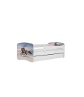 Lit enfant cheval au galop blanc avec tiroir avec matelas 70x140cm - 