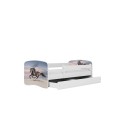 Lit enfant cheval au galop blanc avec tiroir avec matelas 70x140cm - 