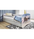Lit enfant cheval au galop blanc avec tiroir avec matelas 70x140cm - 