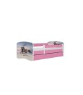 Lit enfant cheval au galop rose avec tiroir avec matelas 80x180cm - 