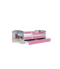Lit enfant cheval au galop rose avec tiroir avec matelas 80x180cm - 