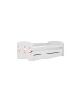 Lit enfant lapins blanc avec papillons avec tiroir avec matelas 70x140cm - 