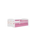 Lit enfant lapins rose avec papillons avec tiroir 70x140cm - 