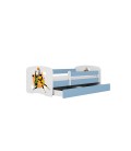 Lit enfant sport basketball bleu avec tiroir avec matelas 80x180cm - 