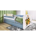 Lit enfant sport basketball bleu avec tiroir avec matelas 80x180cm - 