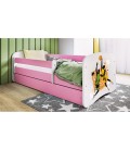 Lit enfant sport basketball rose avec tiroir et matelas 70x140cm - 