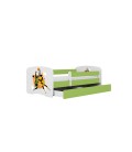 Lit enfant sport basketball vert avec tiroir et matelas 70x140cm - 
