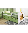 Lit enfant sport basketball vert avec tiroir et matelas 70x140cm - 