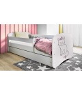 Lit enfant chat blanc avec tiroir 70x140cm - 