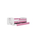Lit enfant chat rose avec tiroir avec matelas 80x180cm - 