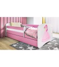 Lit enfant rose princesse avec tiroir 70x140cm - 