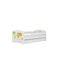 Lit enfant carte du monde blanc avec tiroir avec matelas 70x140cm - 
