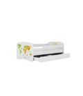 Lit enfant carte du monde blanc avec tiroir avec matelas 70x140cm - 