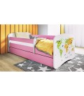 Lit enfant carte du monde rose avec tiroir 80x180cm - 