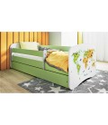 Lit enfant carte du monde vert avec tiroir 70x140cm - 