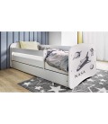 Lit enfant espace NASA blanc avec tiroir et matelas 80x180cm - 